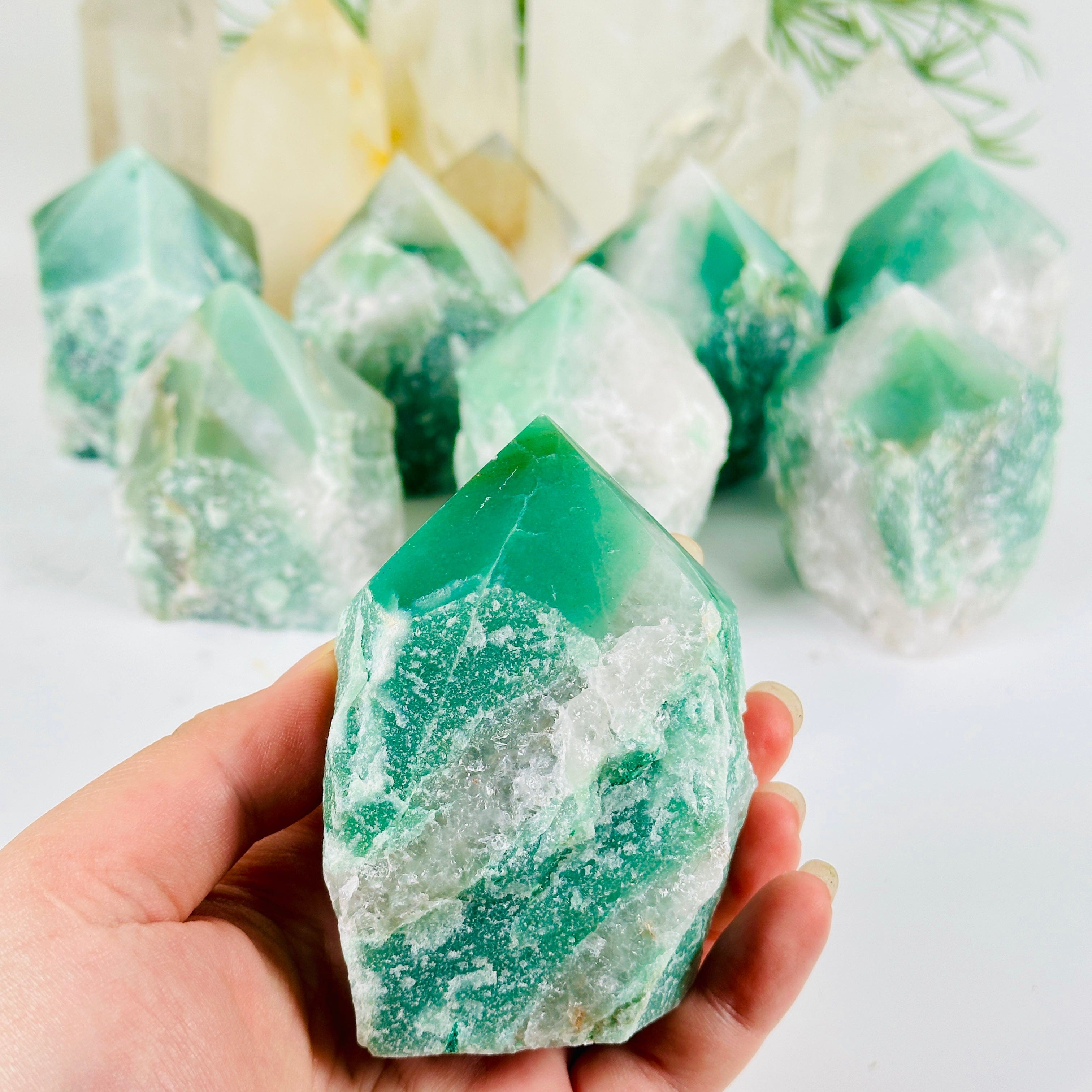Green and White Quartz Semi Polished Crystal Point - You Choose #1 ...