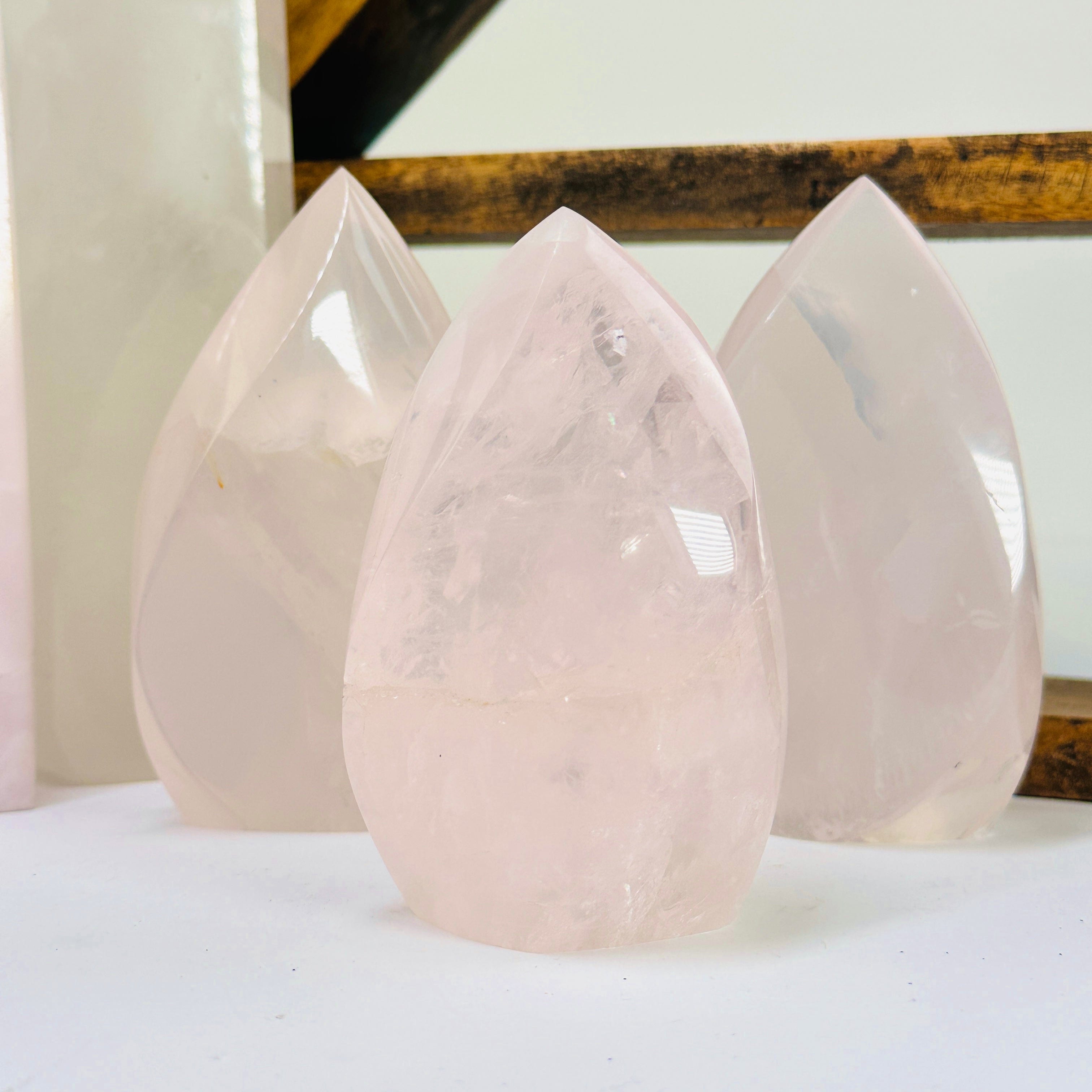 Rose Quartz Crystal Polished Flame Tower Carved Stone YOU CHOOSE – Rock ...