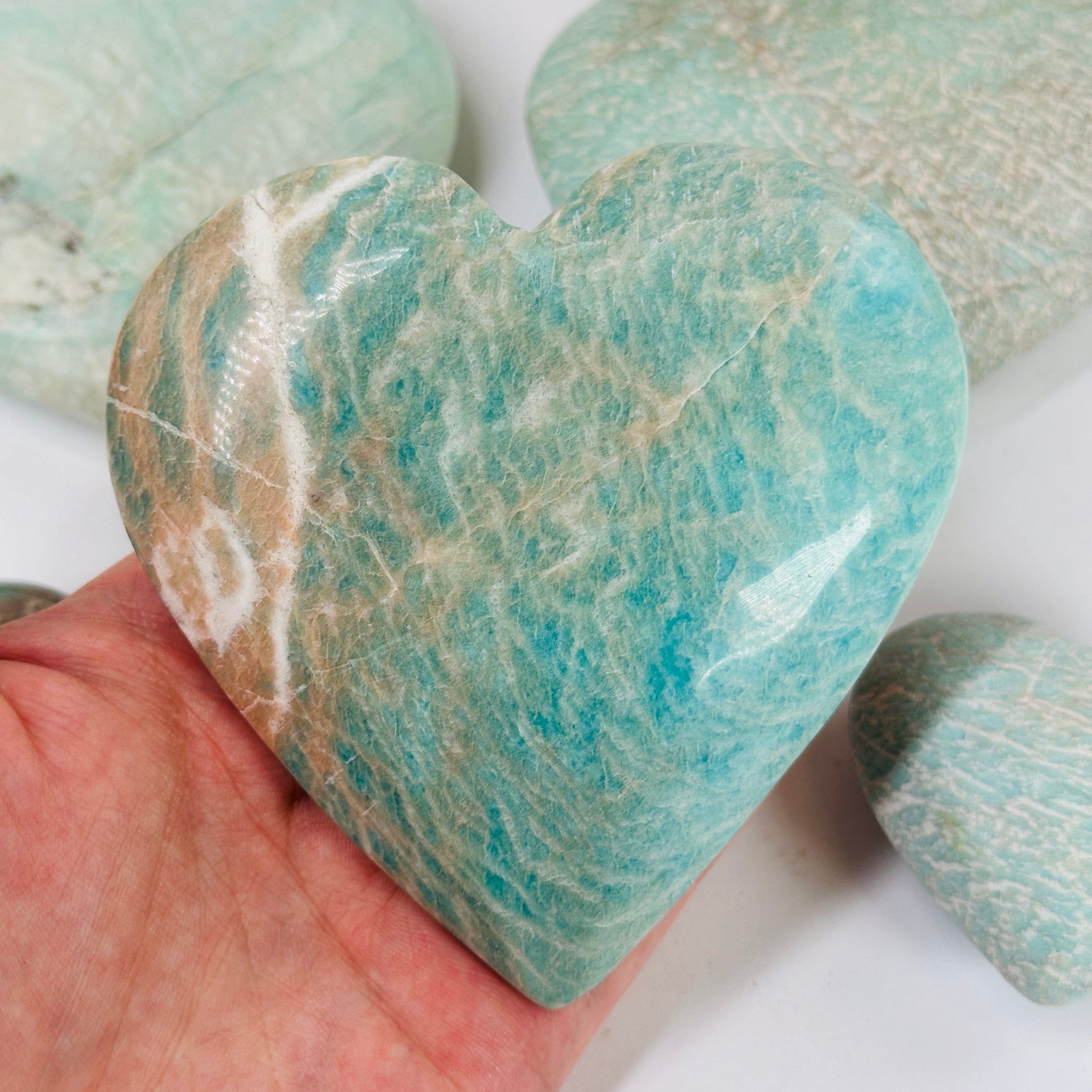 Blue Aragonite Hearts, Natural Gemstones Hearts, Healing Crystals Hearts –