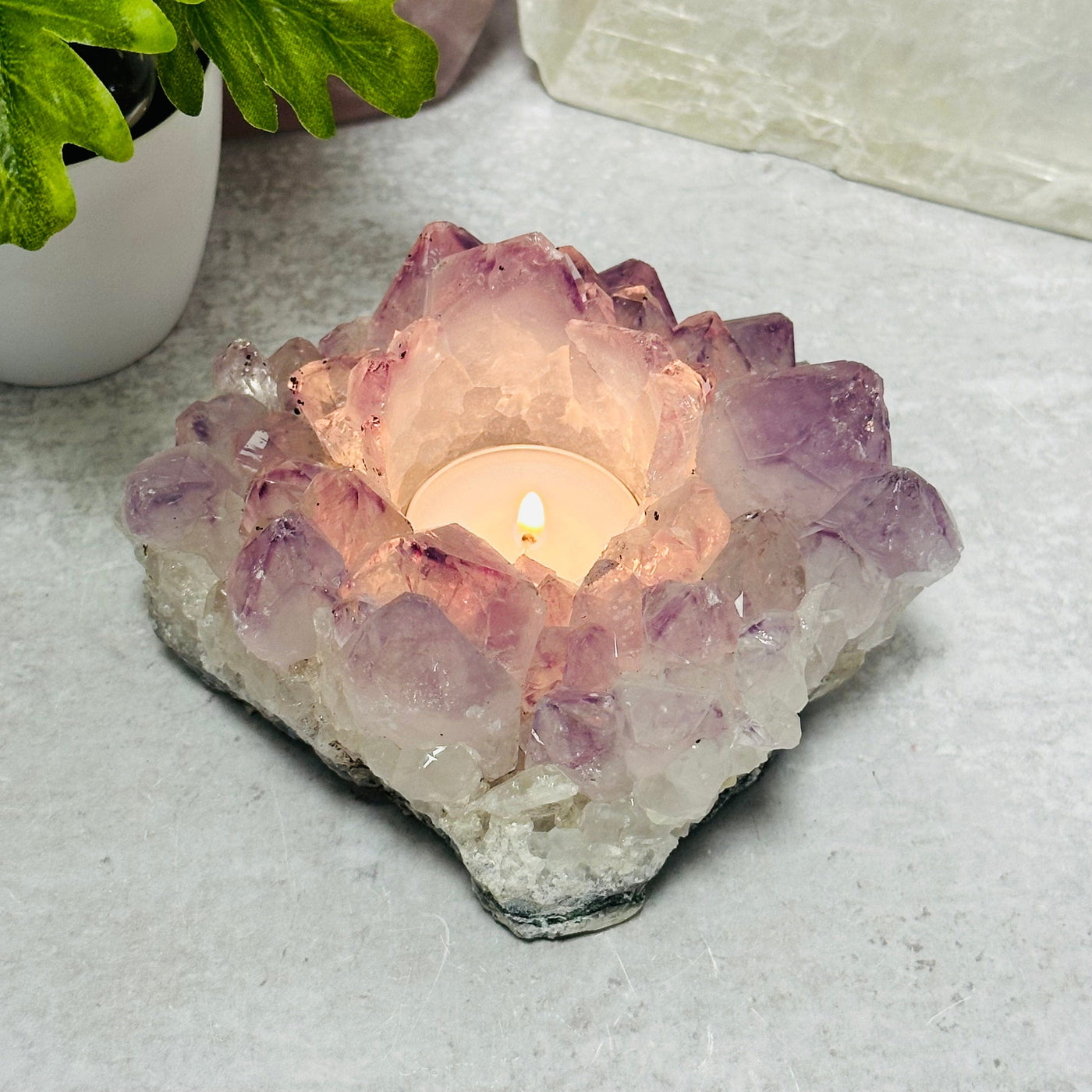 amethyst candle holder displayed as home decor 