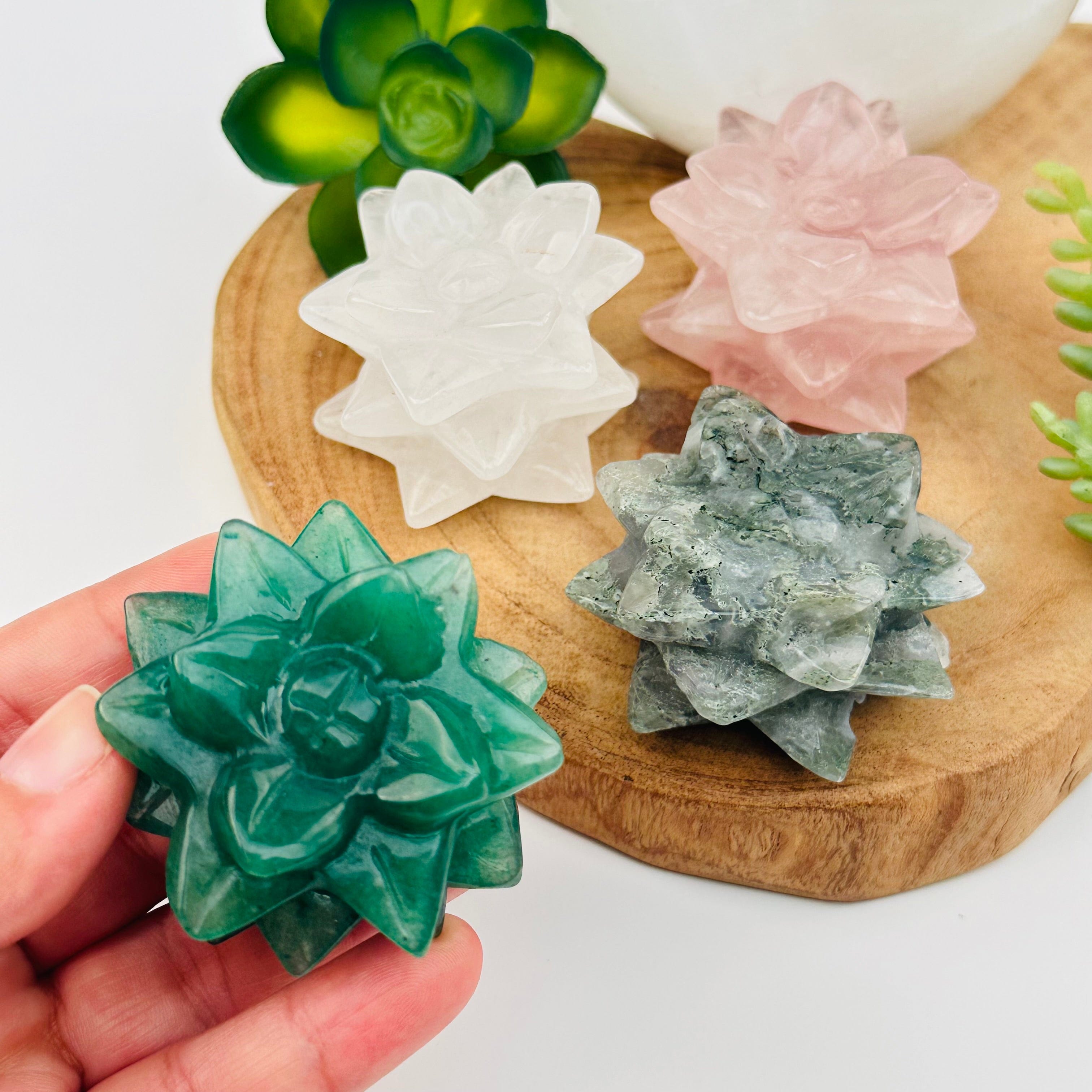 crystal succulents Carved Crystal Succulent