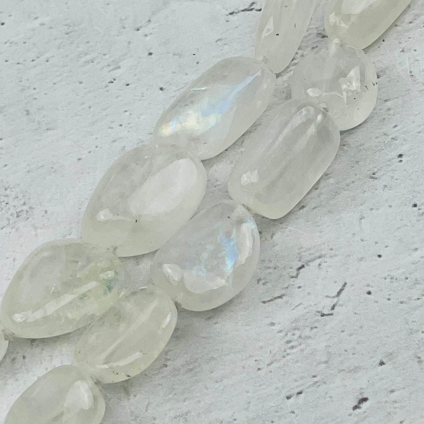 close up of the moonstone nuggets