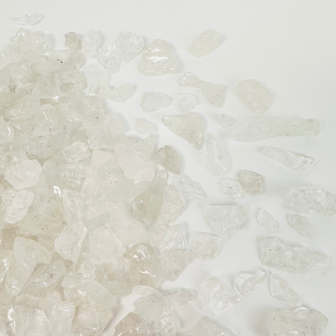 Crystal Quartz 1Lb Polished Freeform Chips - close up of crystal quartz chips