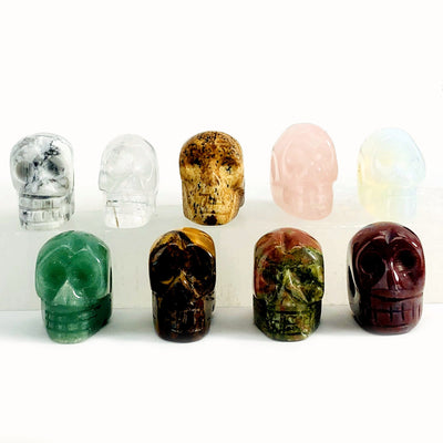 all gemstone skull bead options on display