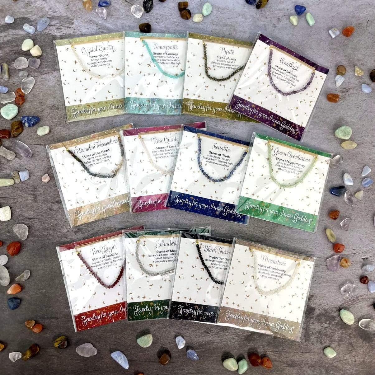 Gemstone Bead Finished Necklaces in their package 