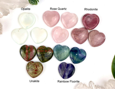 Gemstone Heart Worry Stone comes in opalite rose quartz rhodonite unakite rainbow fluorite