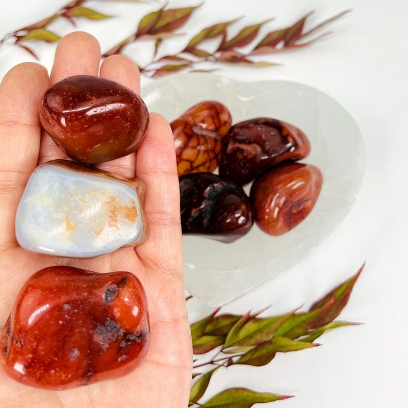 Necklace carnelian red agate polished offers stone