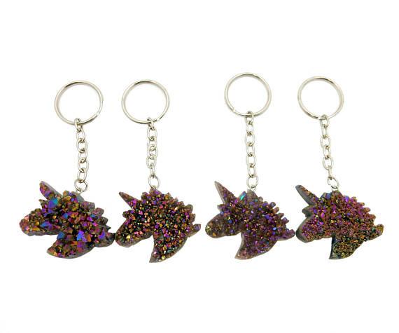 Outlet Rainbow druzy keychain