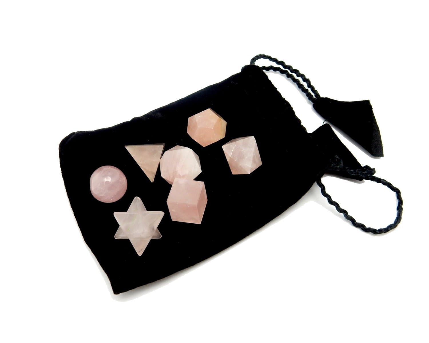 Rose Quartz Geometric Shape Set Bag - Reiki - Metaphysical - Sacred Ge ...