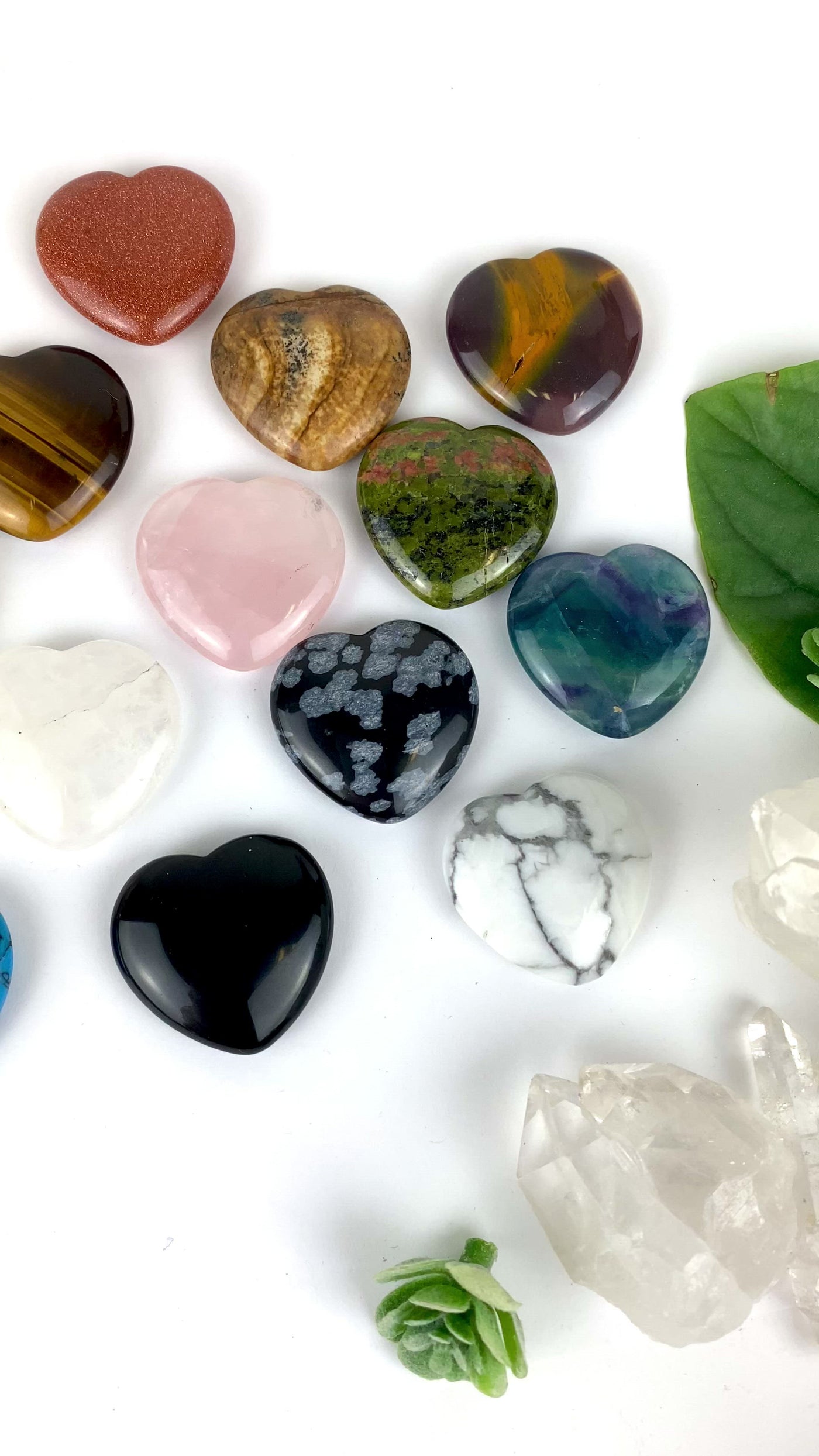 Gemstone Heart Worry Stone video displaying all the variations and showing size reference