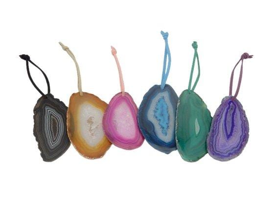 different colors of agate ornaments