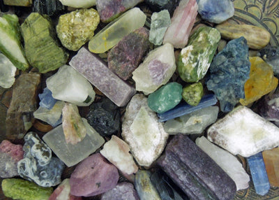 Close up of assorted minerals.
