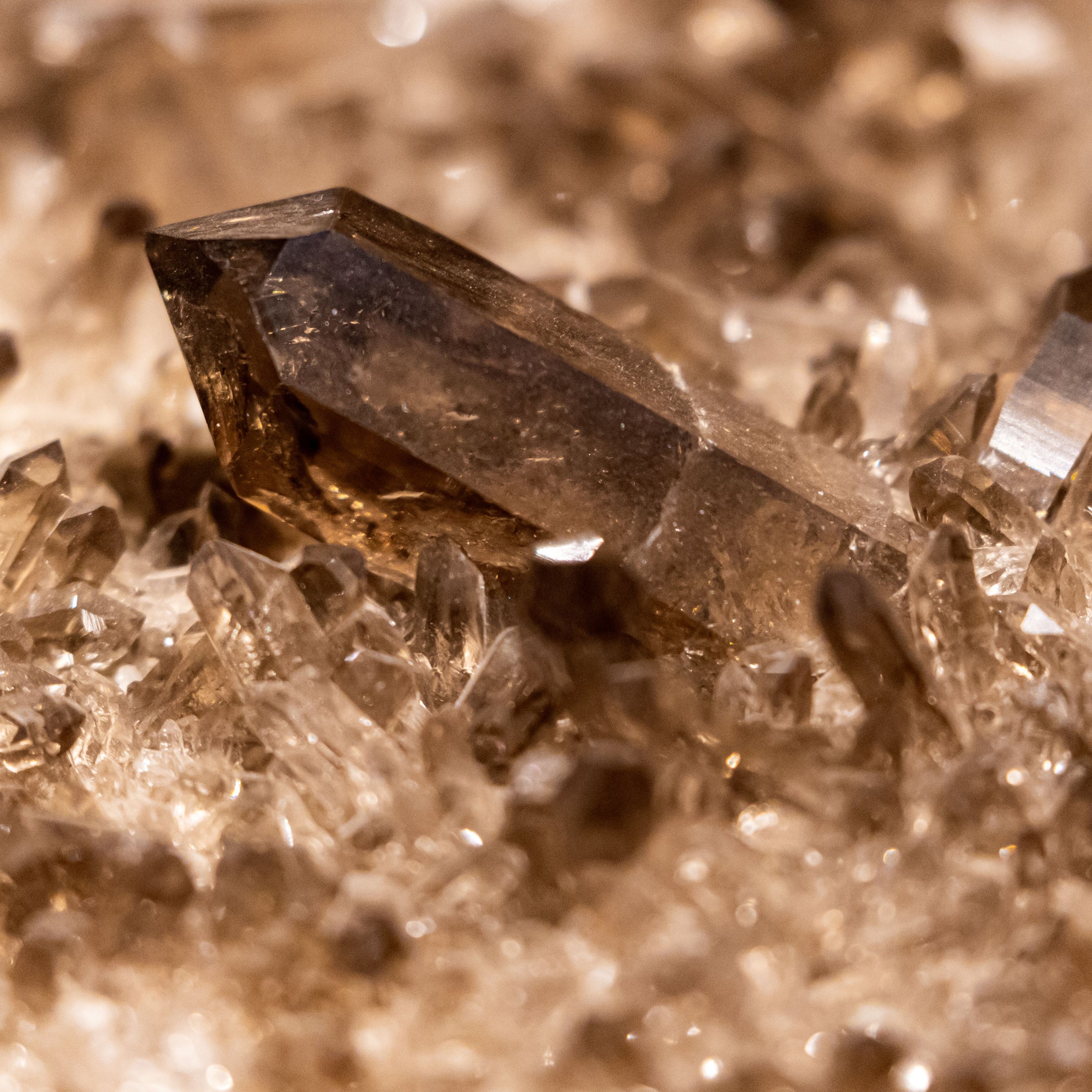 close up of brown crystals