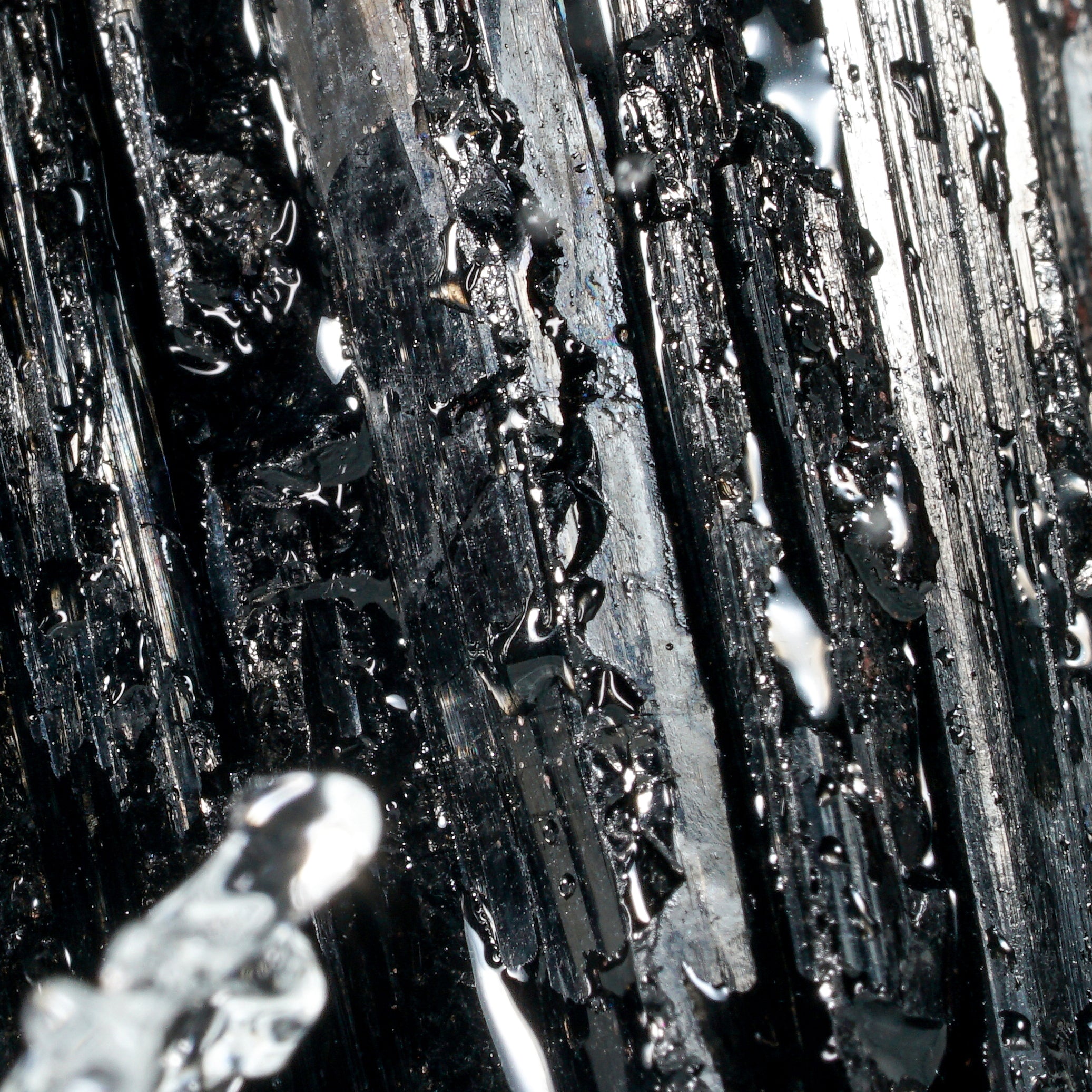 close up black tourmaline crystal