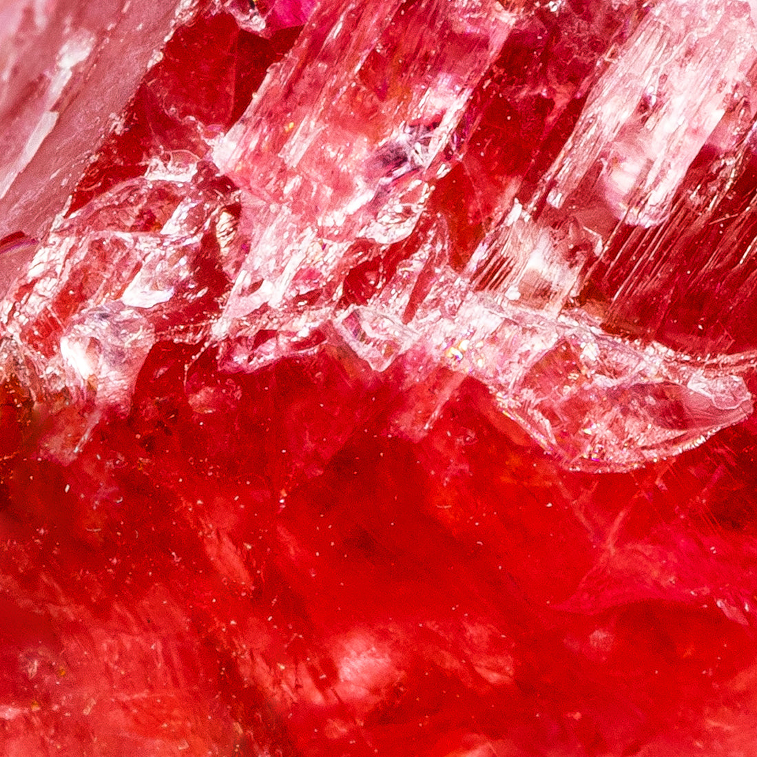 close up of red crystals