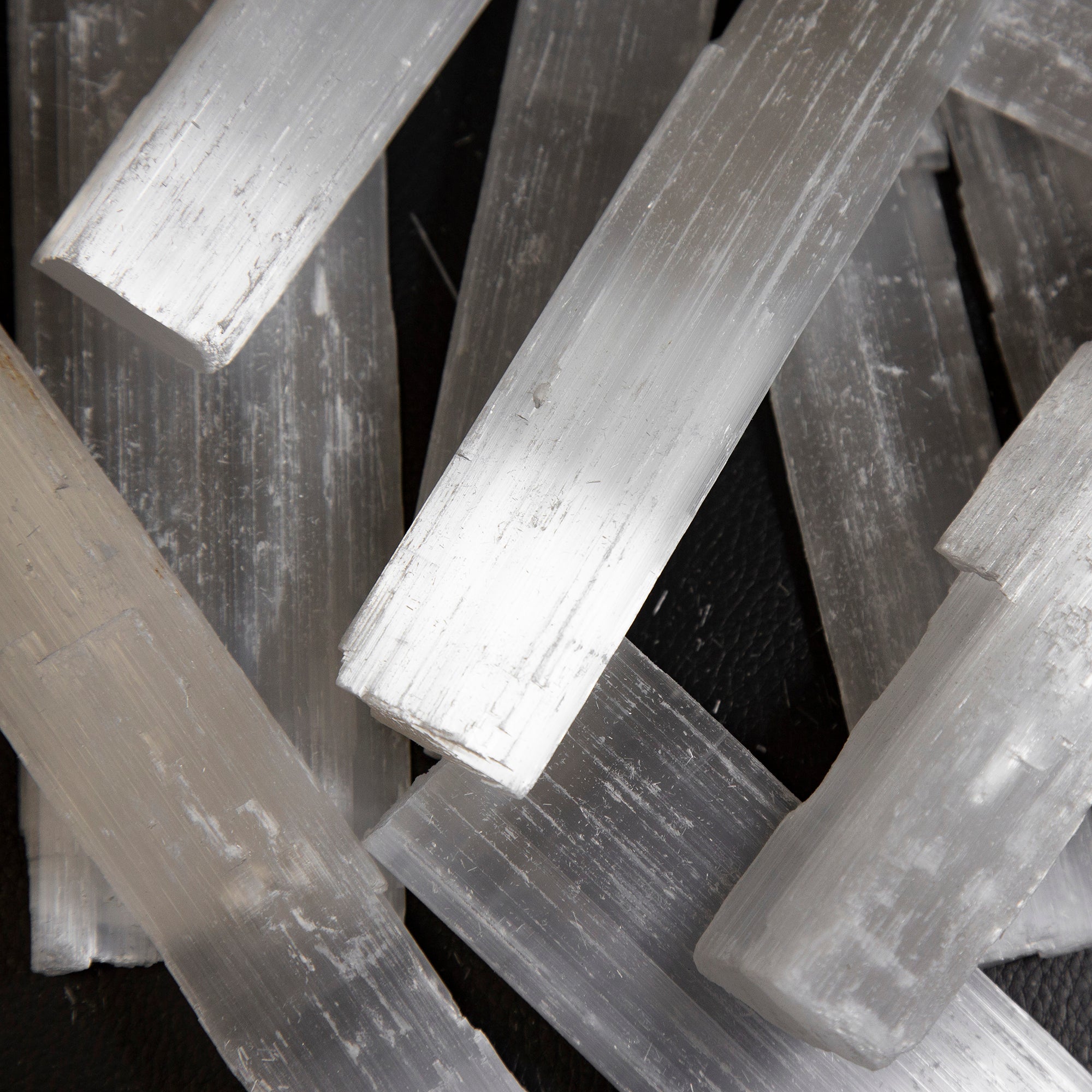 close up selenite bars