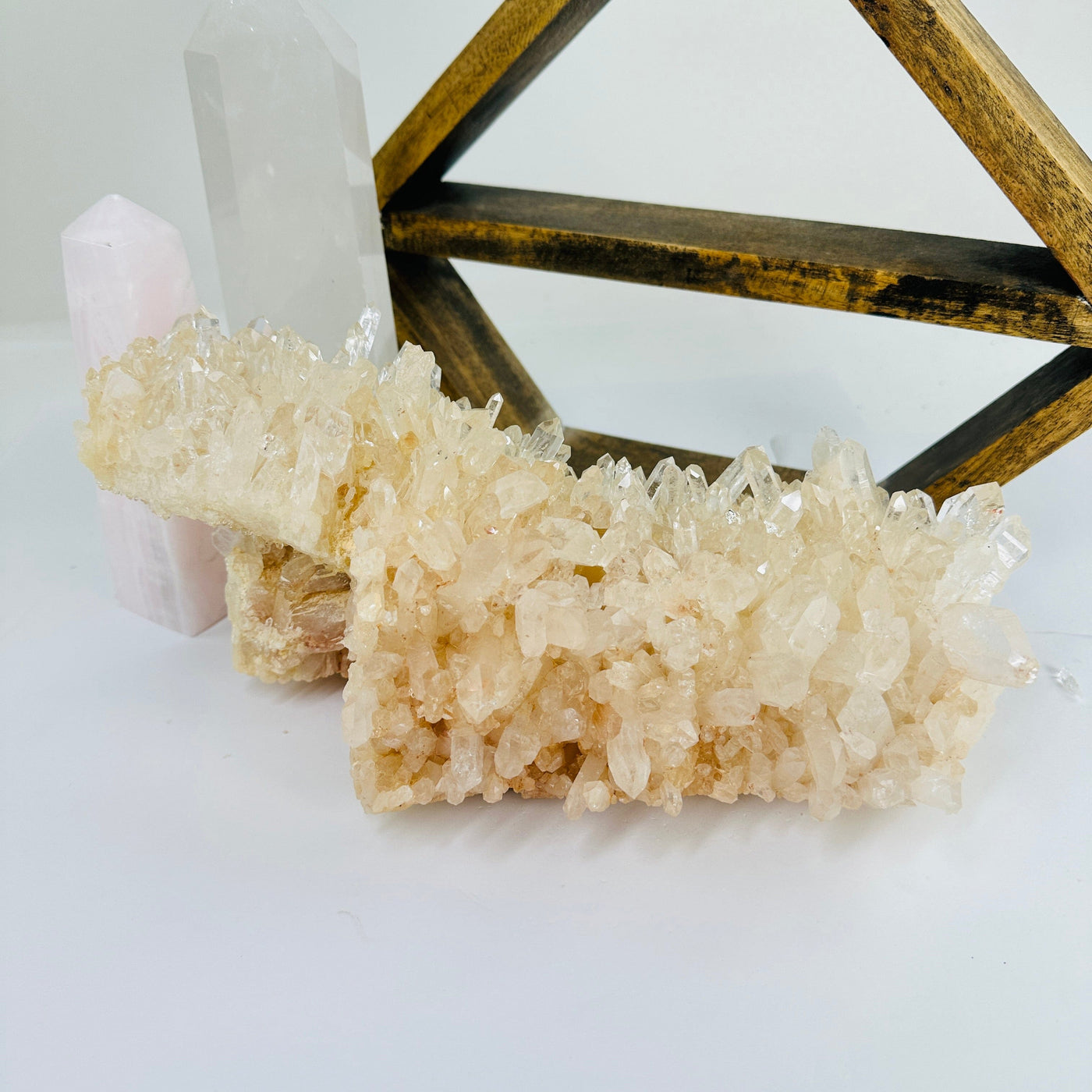 lemurian quartz with decorations in the background