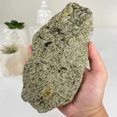 Epidote Crystal Cluster on Matrix - One-of-a-Kind #1 in hand for size reference