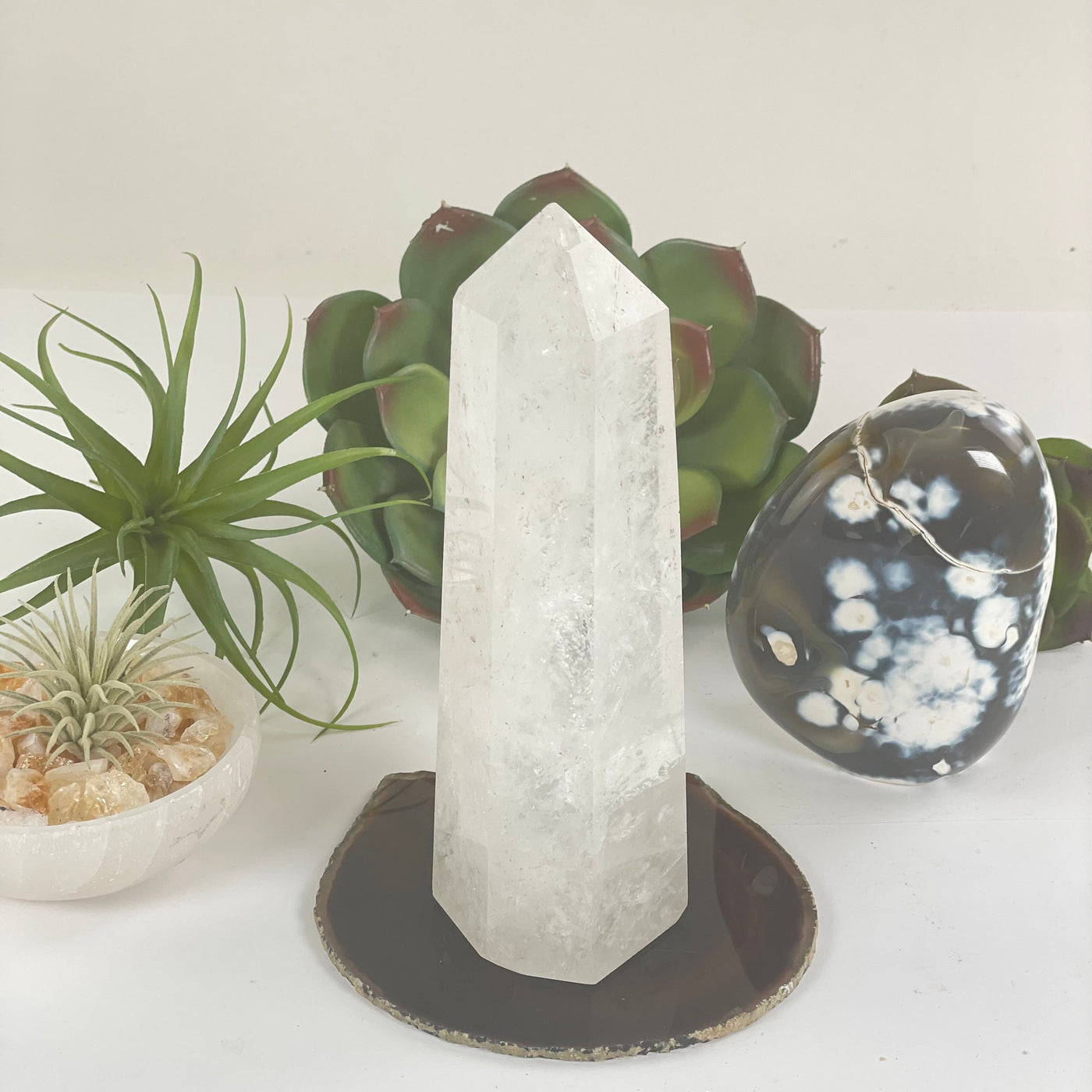 Crystal Quartz Crystal Obelisk - As Is - One-of-a-Kind front view