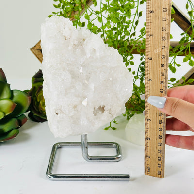 Crystal Quartz Cluster on Stand - One-of-a-Kind #1 with ruler for size reference