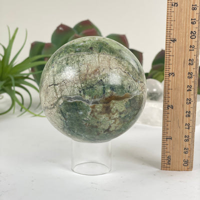 Nephrite Jade Crystal Sphere - One-of-a-Kind with ruler for size reference