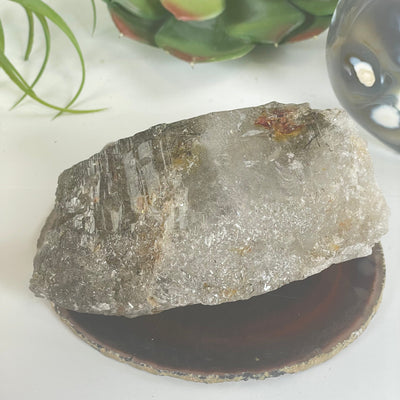 Elestial Alligator Fibrous Smokey Quartz Crystal with Rutile HIGH QUALITY #4 front view