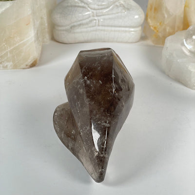 Rutilated Smoky Quartz Crystal Conch Shell - One-of-a-Kind side view