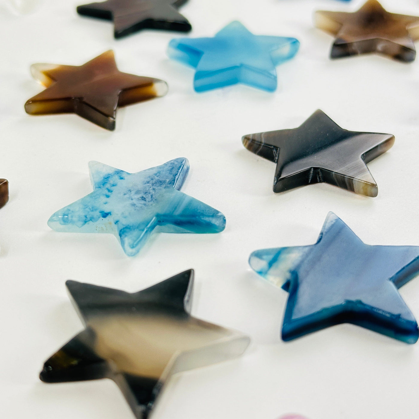 angled shot of dyed agate stars