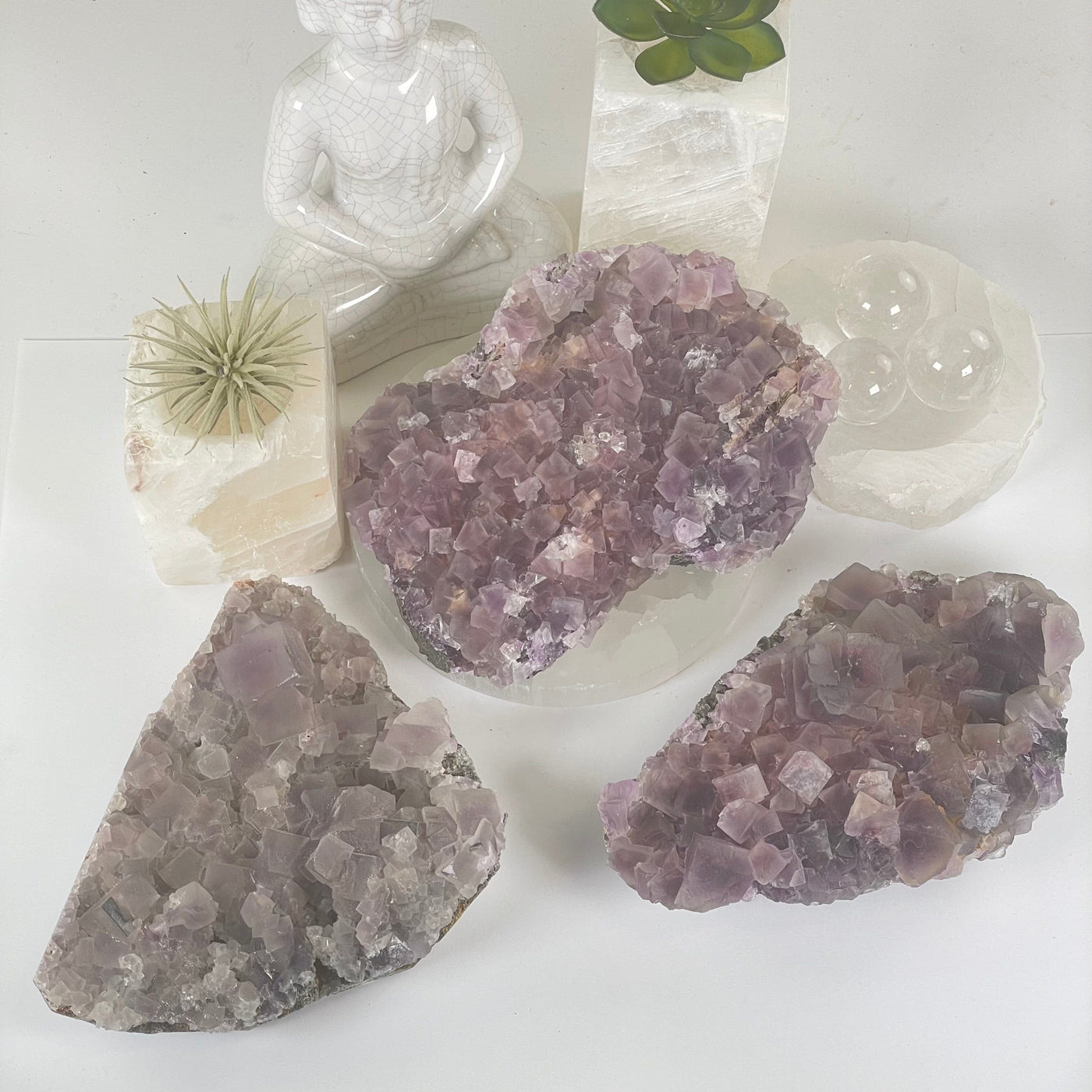 Purple Cubic Fluorite Crystal Cluster on Matrix - You Choose all variants top view