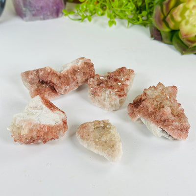 Lithium Quartz Crystal Clusters - You Get All all variants side view