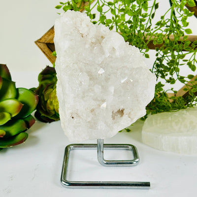 Crystal Quartz Cluster on Stand - One-of-a-Kind #1 front view