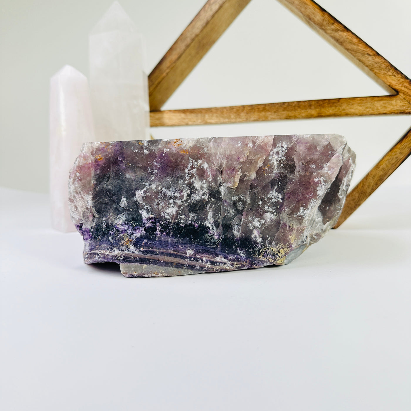 amethyst bowl with decorations in the background