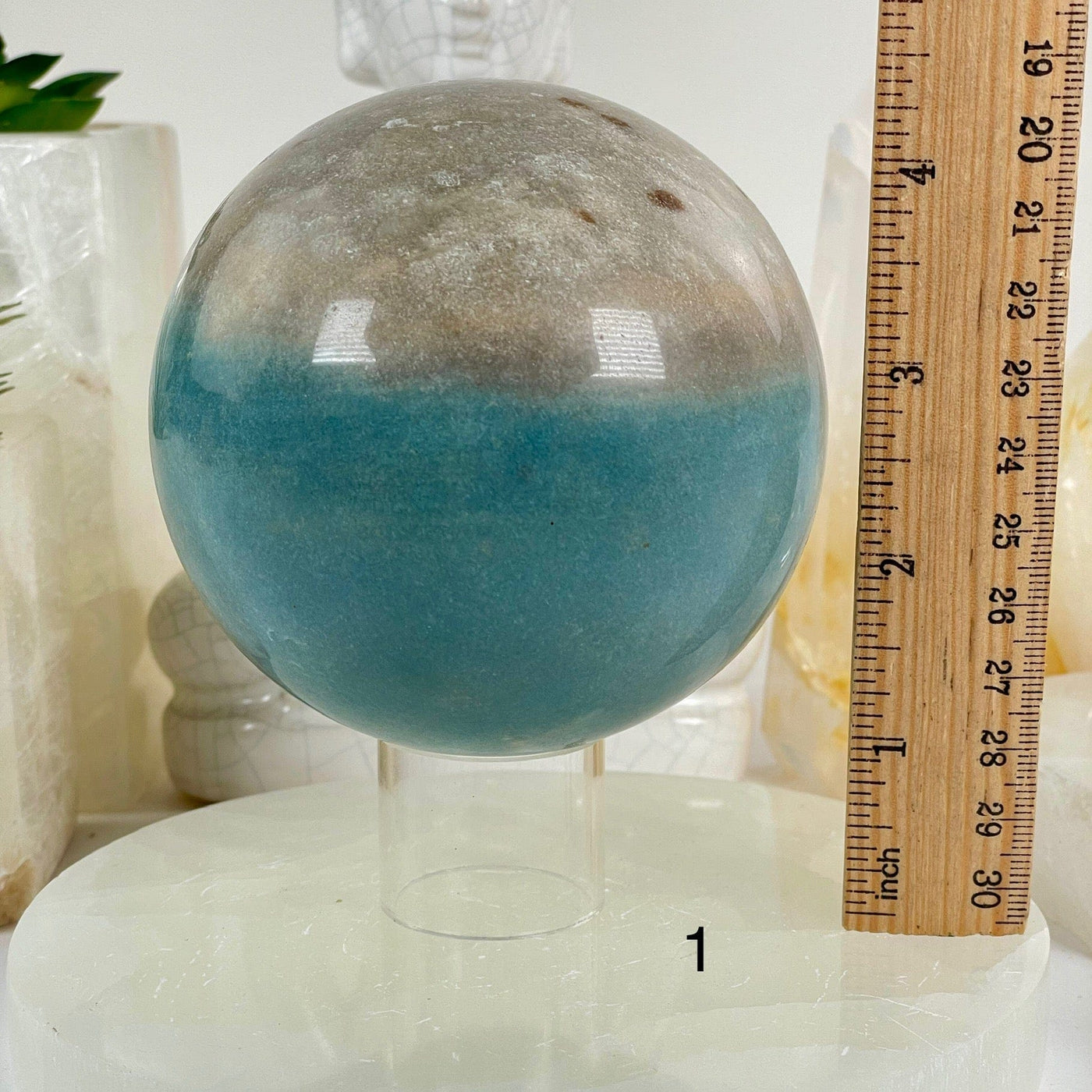 Trolleite Large Crystal Sphere - You Choose #2 variant 1 labeled with ruler for size reference