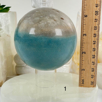 Trolleite Large Crystal Sphere - You Choose #2 variant 1 labeled with ruler for size reference