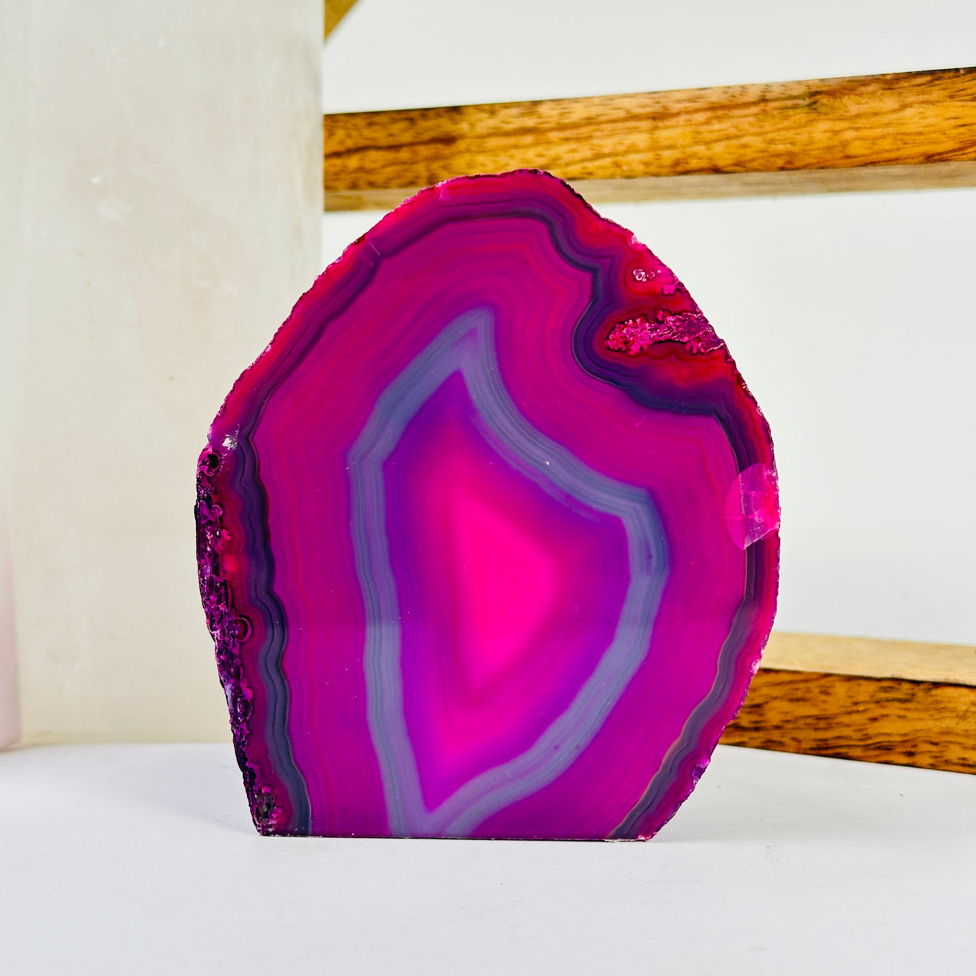 agate candle holder with decorations in the background