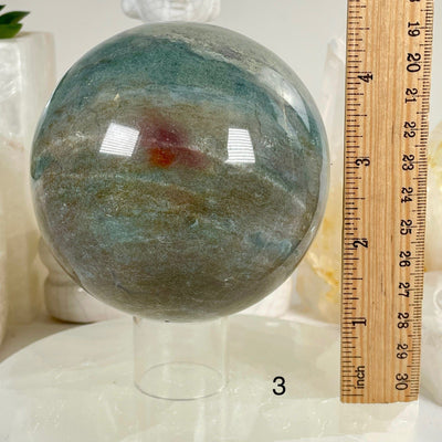 Trolleite Large Crystal Sphere - You Choose #2 variant 3 labeled with ruler for size reference
