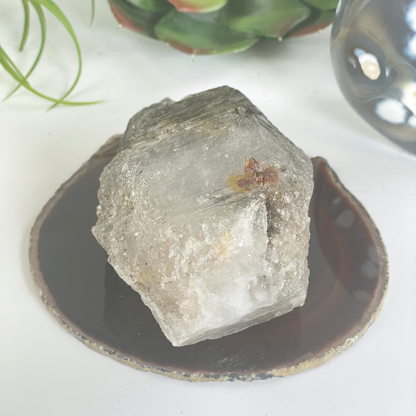 Elestial Alligator Fibrous Smokey Quartz Crystal with Rutile HIGH QUALITY #4 side view