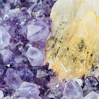 Amethyst Large Crystal Cluster with Calcite and Polished Sides - You Choose #1 closeup for detail of variant 1