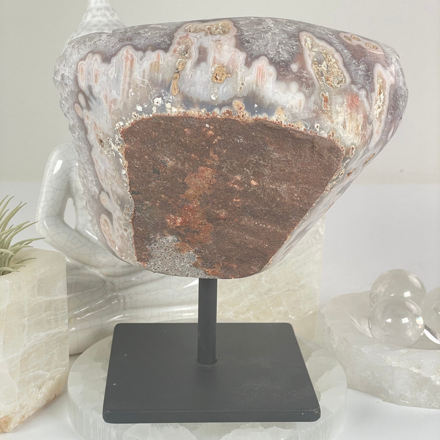 Amethyst Crystal Cluster with Stalactites on Metal Stand - One-of-a-Kind