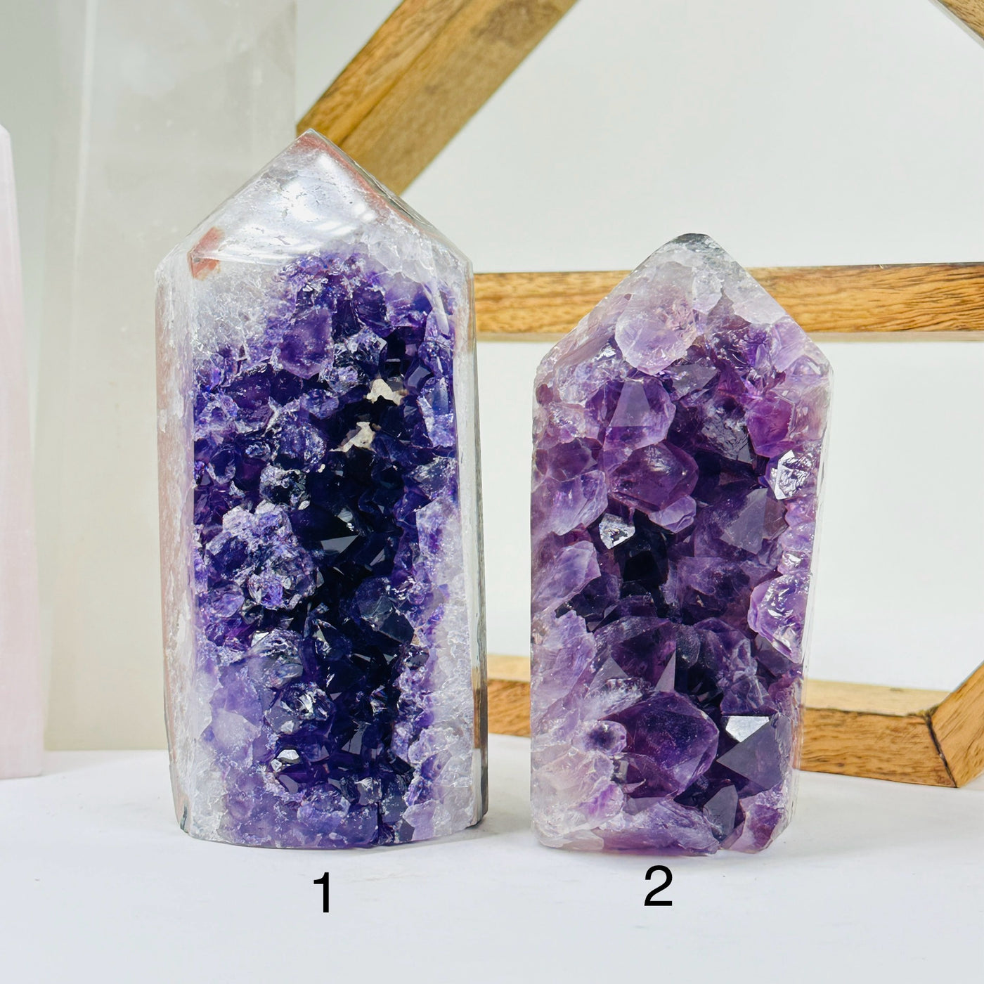 amethyst with decorations in the background