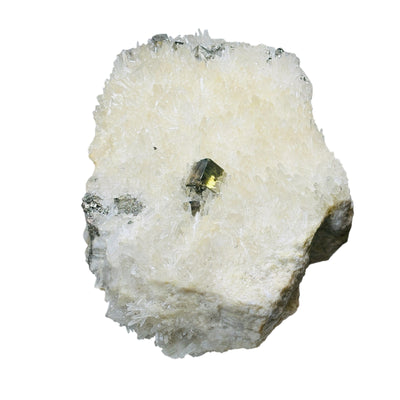 Cubic Pyrite on High Grade Crystal Quartz Cluster - Rare Find side view