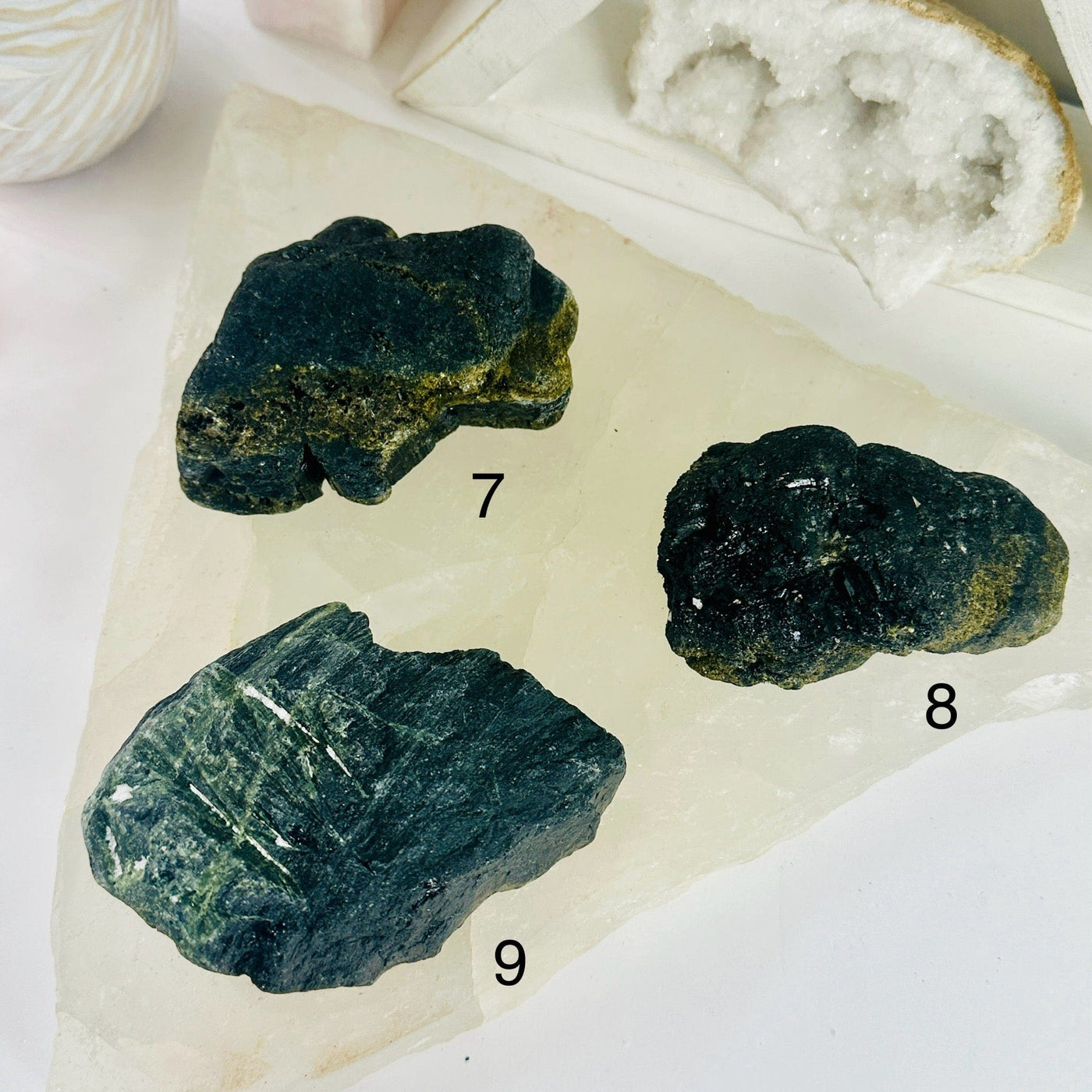 Green Tourmaline - Rough Stone - You Choose variants 7 8 9 labeled