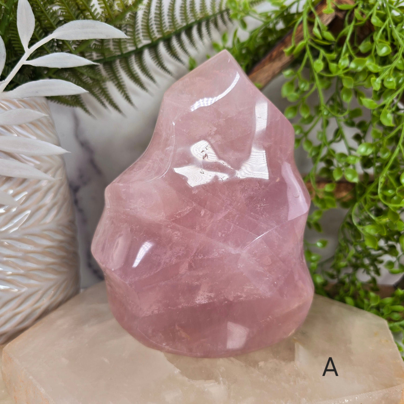  Rose Quartz Flame Tower - Carved Polished Crystal - You Choose variant A labeled