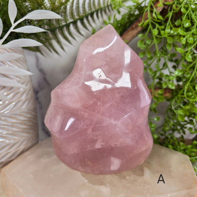  Rose Quartz Flame Tower - Carved Polished Crystal - You Choose variant A labeled