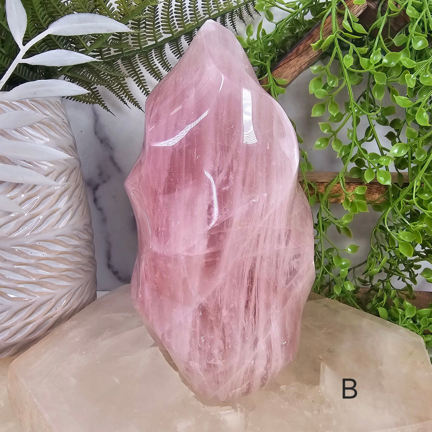  Rose Quartz Flame Tower - Carved Polished Crystal - You Choose variant B labeled