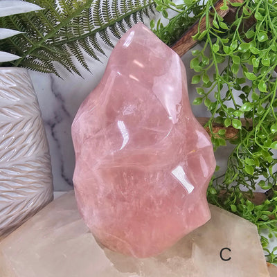  Rose Quartz Flame Tower - Carved Polished Crystal - You Choose variant C labeled