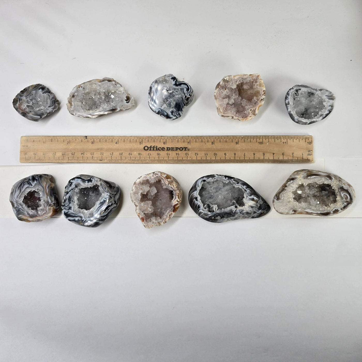 Agate Geode Half - Occo Agate Crystal Geode - You Choose all variants with ruler for size reference