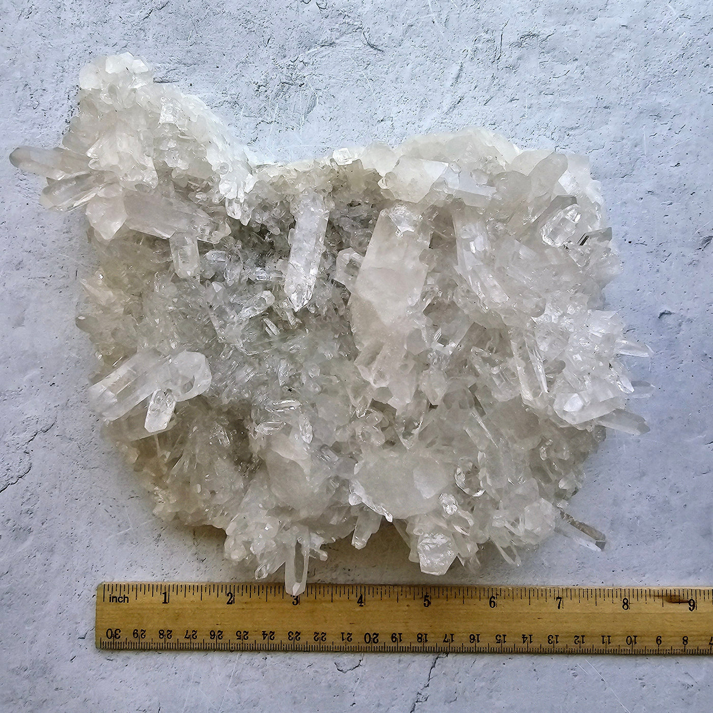 Crystal Quartz Cluster - AA Grade with ruler for size reference