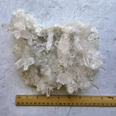 Crystal Quartz Cluster - AA Grade with ruler for size reference