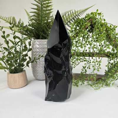 Black Obsidian Semi Polished Point 1 side view